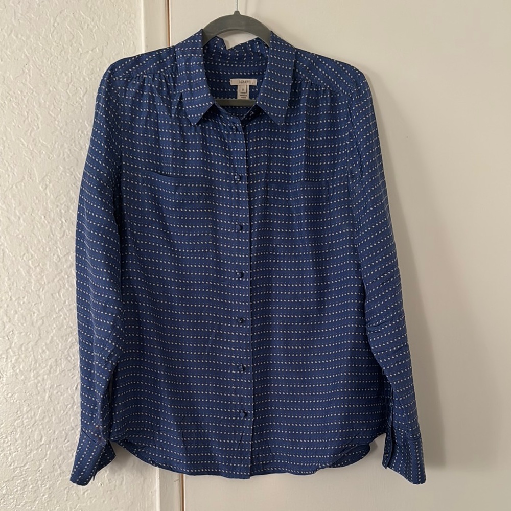 J. Crew Women’s Blue Polka Dot Dress Shirt Size 10